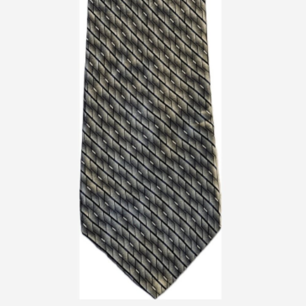 Zylos George Machado Men’s Tie Classic Cut Black/Silver White Lines 100% Silk